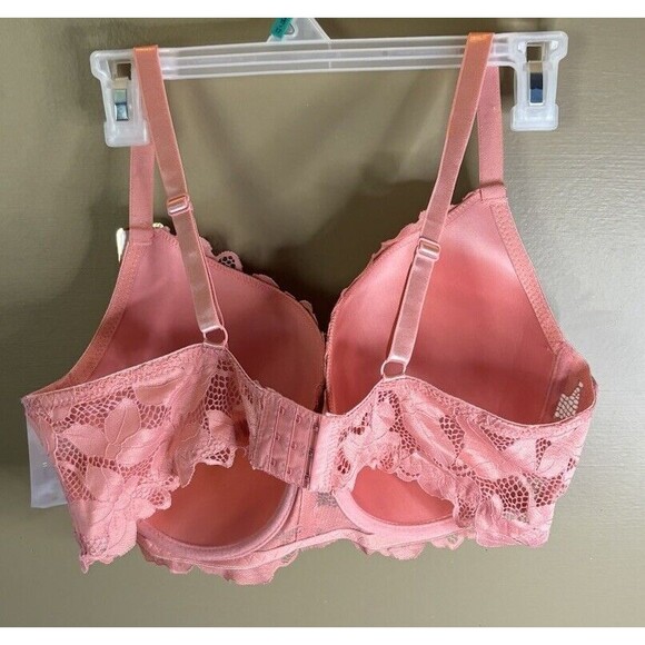 Adrienne Vitrine Studio Lace Coral Bra 42D NWT Lightly Padded Underwire 5343-361 - Picture 6 of 8